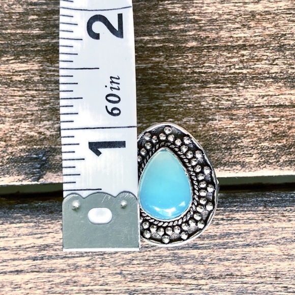 Blue Chalcedony Silver Ring Size 9.5 New - Picture 12 of 13